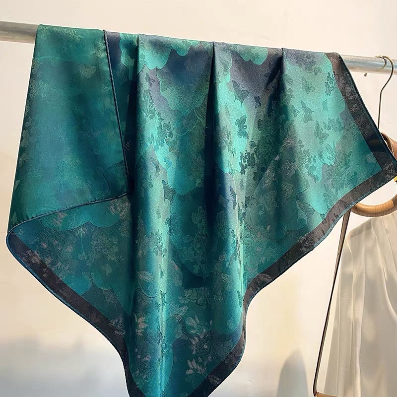 Tea Silk Scarfs for Women Floral Print Satin Scarf for Headscarf Hair Wraps Shawl with Gift Packed