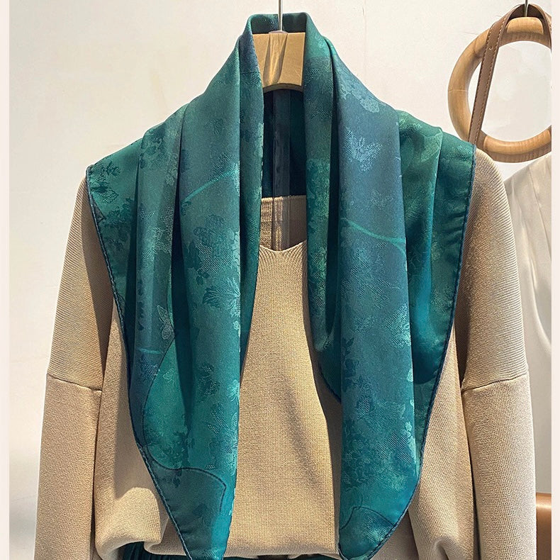 Tea Silk Scarfs for Women Floral Print Satin Scarf for Headscarf Hair Wraps Shawl with Gift Packed
